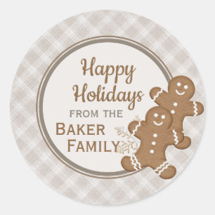 Sticker Rond Pain d'épices Homme Plaid Christmas Holiday Cookie