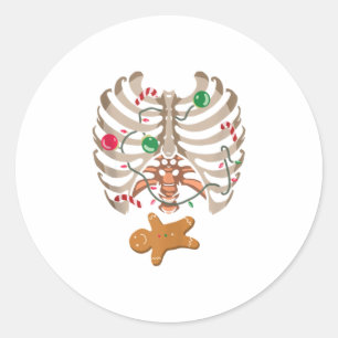 Sticker Rond Pain d'épices Homme X-Ray Skeleton Bones Chr