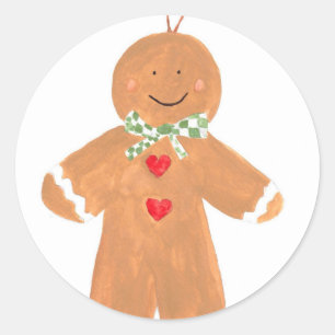 Sticker Rond Pain d'épices mignon de Noël cookies de nourriture