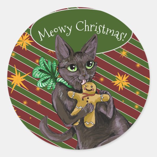 Sticker Rond Pain d'épices Noël Cookie Kitty (Devant)