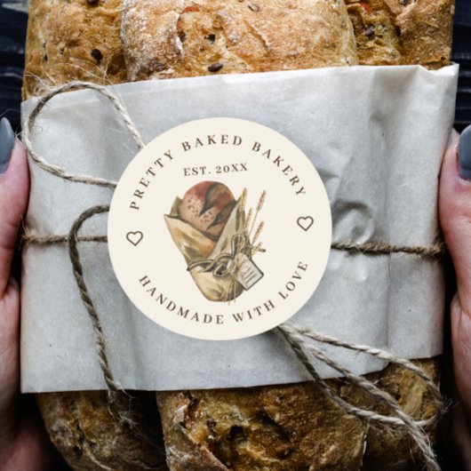 Sticker Rond Pain Rustique D'Aquarelle De Boulangerie