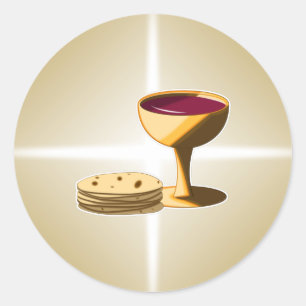 Sticker Rond Pain sans levain et vin Communion sainte