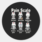 Sticker Rond Pain Scale Cute Nurse Skeleton Halloween Trauma Fu (Devant)