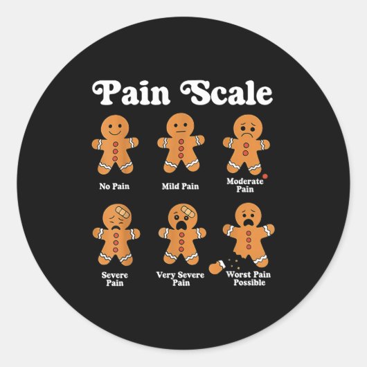 Sticker Rond Pain Scale Funny Gingerbread Christmas Nurse Pain  (Devant)