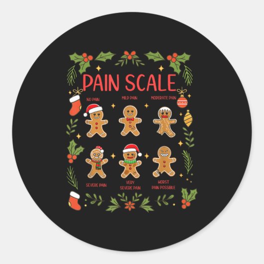 Sticker Rond Pain Scale Gingerbread Essment Rn Er Nurse Christm (Devant)