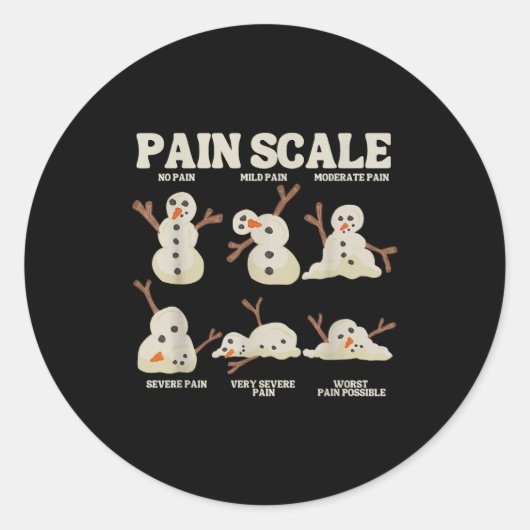 Sticker Rond Pain Scale Snowman Nurse Christmas Xmas Snow Pajam (Devant)
