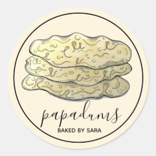 Sticker Rond Pains Croustillants Indiennes Papadum Fait Maison 