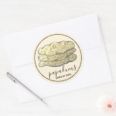 Sticker Rond Pains Croustillants Indiennes Papadum Fait Maison  (Enveloppe)