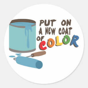 Sticker Rond Paint Can Et Roller