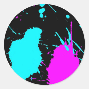Sticker Rond Paint Splat- Bleu clair/ Violet clair