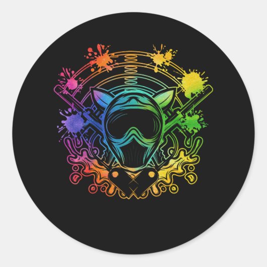 Sticker Rond Paintball Lecteur Paint Tir Paintballer Air Gu (Devant)