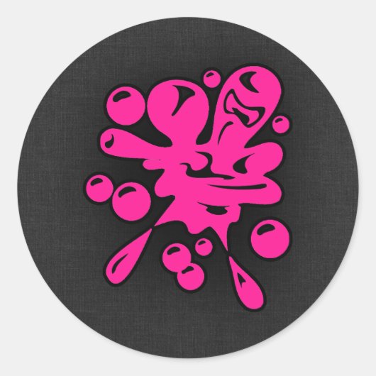 Sticker Rond Paintball rose chaud (Devant)