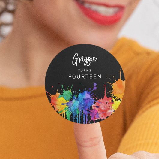 Sticker Rond Paintballing Birthday Party