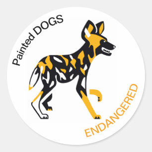 Sticker Rond Painted DOGS - Animal activist - Faune - Nature