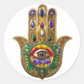 Sticker Rond Painted Gold Hamsa Amethyst Ruby Third Eye (Devant)
