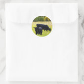 Sticker Rond Paire Angus noir en champ (Sac)