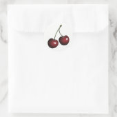 Sticker Rond Paire brillante de cerises rouges (Sac)