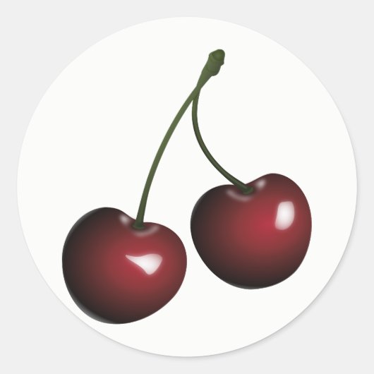 Sticker Rond Paire brillante de cerises rouges (Devant)