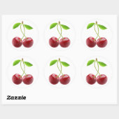 Sticker Rond Paire de cerises douces (Feuille)
