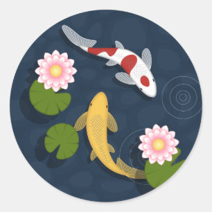 Sticker Rond Paire de poisson japonais Koi