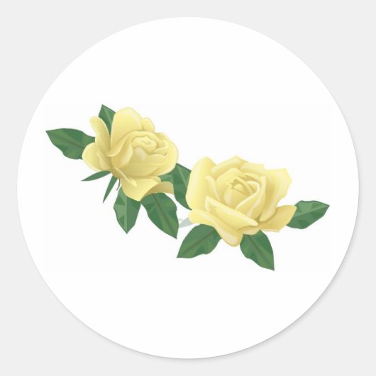 Sticker Rond Paire de roses jaune pâle (Devant)