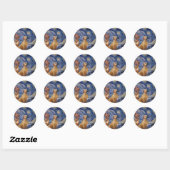 Sticker Rond Paire Rhodesian Ridgeback - Nuit étoilée (Feuille)