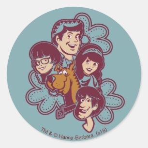 Sticker Rond Paisely Flower Scooby-Doo et le Gang