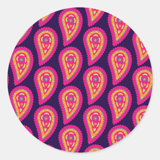 Sticker Rond Paisley coloré (Devant)