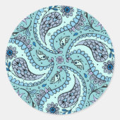 Sticker Rond Paisley en bleu bébé (Devant)