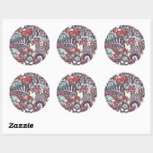 Sticker Rond Paisley Floral Doodle Pattern (Feuille)