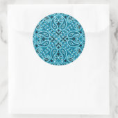 Sticker Rond Paisley Turquoise foncé Ouest Bandana Écharpe Impr (Sac)