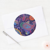 Sticker Rond Paisley violet rose (Enveloppe)