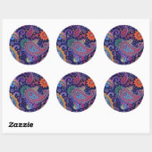 Sticker Rond Paisley violet rose (Feuille)