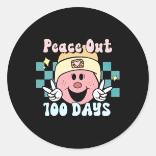 Sticker Rond Paix 100 Jours De Smile Scolaire Face À Retro Groo