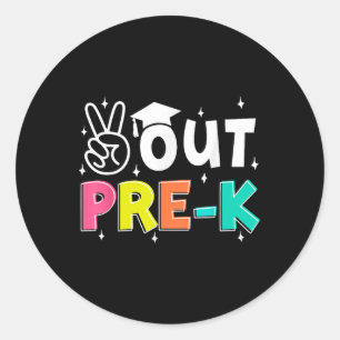 Sticker Rond Paix À L'École Dernière Journée De L'École Pré-k S