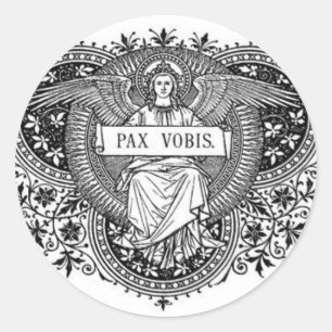 Sticker Rond Paix à vous Pax Vobis Latin Angel