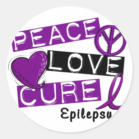 STICKER ROND PAIX AIVE CURE EPILEPSY (Devant)