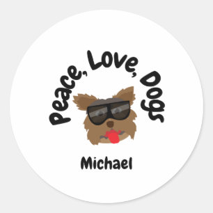 Sticker Rond Paix Amour Chiens