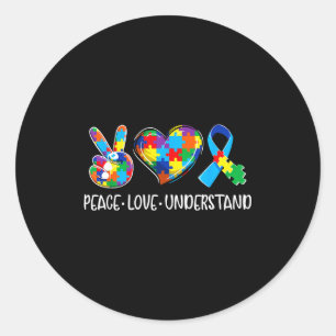 Sticker Rond Paix amour comprendre la sensibilisation à l'autis