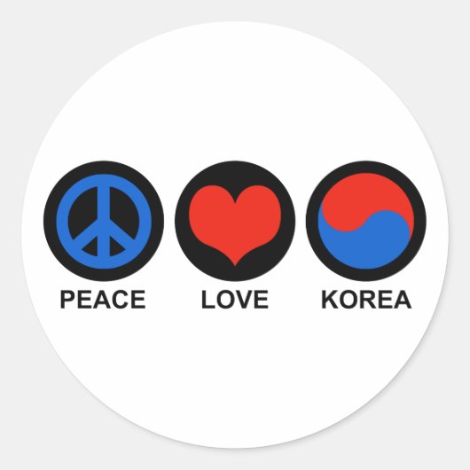 Sticker Rond Paix amour Corée (Devant)