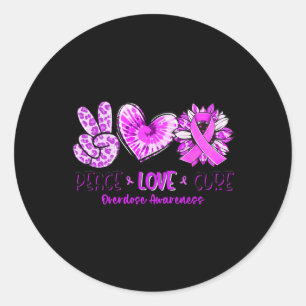 Sticker Rond Paix Amour Cure Tournesol Léopard Surdosage Sensib