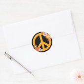 Sticker Rond Paix, amour et fleurs (Enveloppe)
