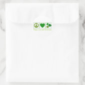 Sticker Rond Paix, Amour et Shamrocks (Sac)