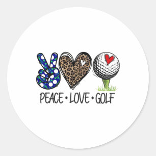 Sticker Rond Paix Amour Golf Drôle Léopard Cœur Amoureux de Gol