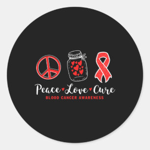 Sticker Rond Paix Amour Guérison Cancer Du Sang Sensibilisation