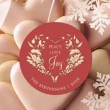 Paix Amour Joie Rouge Or Noël