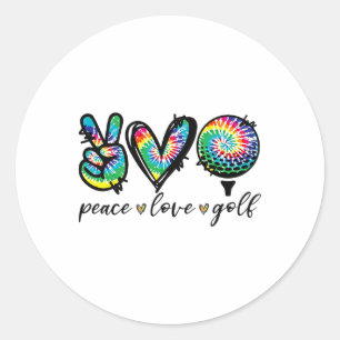 Sticker Rond Paix Amour Joueur de Golf Tie Dye Amateurs de Golf