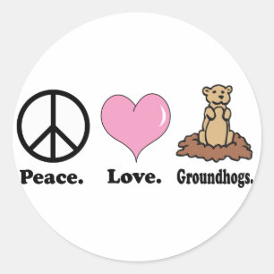 Sticker Rond paix amour marmottes