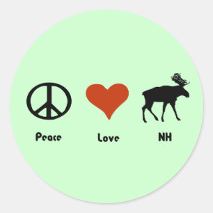Sticker Rond Paix Amour New Hampshire