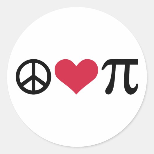 Sticker Rond Paix, Amour & Pi (Devant)